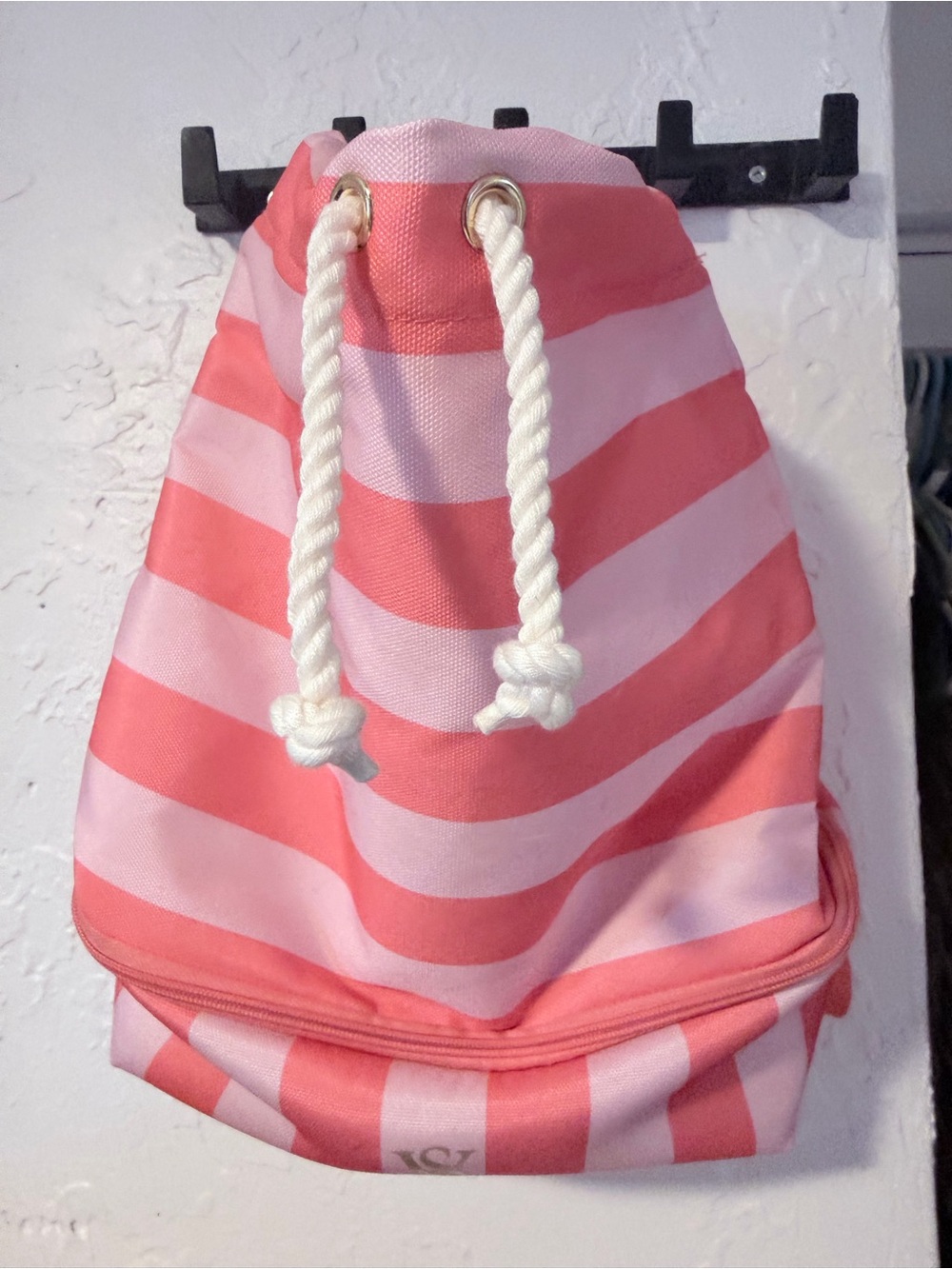 PINK Victoria's Secret Pink and Coral Striped Backpack